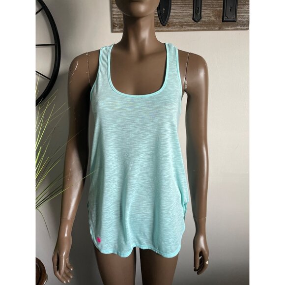 LILLY PULITIZER Luxletic Aqua Sleeveless Racerback Tank Top With Keyhole Design - Picture 1 of 8